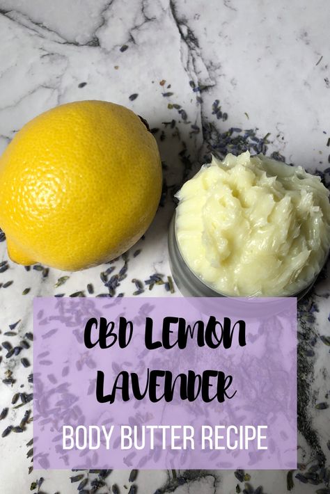 Simple, easy to make CBD Lemon Lavender Body Butter Recipe  #cbdbodybutter #cbdlotion #cbdcream #lemonlavender #cbdrecipes #cbddiy #cbdskincare Lavender Body Butter Recipe, Diy Body Butter Recipes, Body Butter Recipe, Cannibis Recipes, Skincare Diy, Skincare Recipes, Lavender Body Butter, Homemade Body Butter, Diy Body Butter