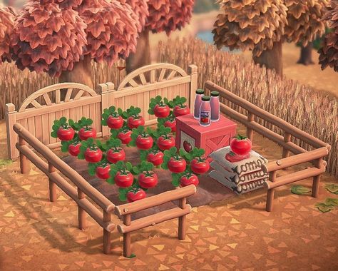 Animal Crossing Designs on Instagram: “Mini-farm builds of your favorite foods! Swipe to see all the designs by @muggle.crossing — comment your favorite down below!…” Unusable Space Ideas, Fall Halloween Animal Crossing, Acnh Farm Design, Acnh Farm Ideas, Acnh Farm, Cottage Core Animal Crossing, Tomato Design, Tomato Farm, Acnh Cottagecore