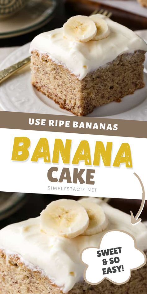 Best Banana Cake Recipe, Cake Dessert Recipes, Best Banana Cake, Brown Bananas, Ripe Banana Recipe, Banana Dessert Recipes, Banana Cake Recipe, Moist Cake, Banana Dessert