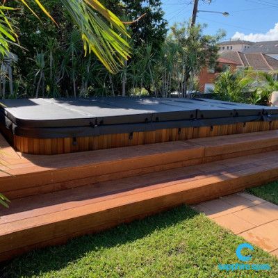 Swimspa Ideas, Inground Swim Spa, Swim Spa Deck, Swim Spa Landscaping, Outdoor Swim Spa, Inground Spa, Spa Landscaping, Tank Pools, Backyard Spa