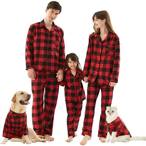 Matching Couple Pajamas, Plaid Pjs, Pets Clothing, Matching Pajama Set, Buffalo Plaid Pajamas, Dog And Owner, Xmas Pjs, Holiday Pjs, Xmas Pajamas