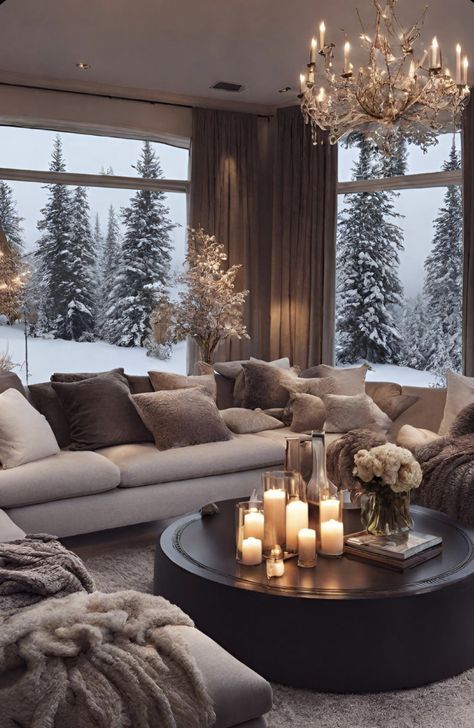 Winter Ambiance, Winter Living Room, Apartment Decoration, Room Sprays, Cozy Fireplace, Winter Home Decor, Rustic Living, Dream House Interior, Rustic Living Room