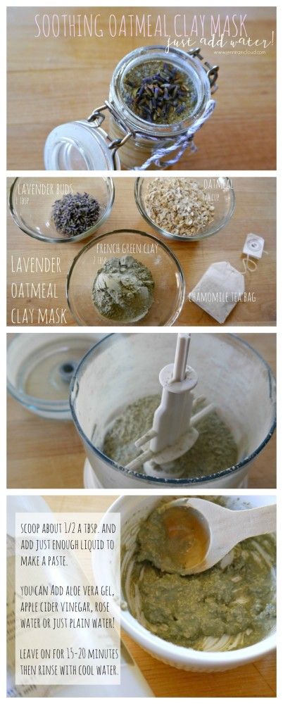 DIY Dry Oatmeal, Lavender & Clay Mask- So easy and perfect for all skin types.  Just add liquid, apply and VOILA-Beautiful skin! Diy Clay Mask, Lavender Oatmeal, Skincare Diy, Mask For Dry Skin, French Green Clay, French Green, Mask Diy, Green Clay, Lavender Buds