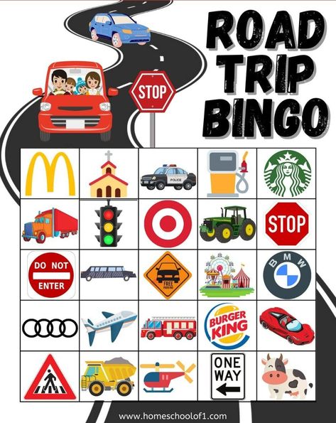 Free Road Trip Bingo Printable | Have Fun in the Car With Kids Road Trip Bingo Printable, Fun Car Games, Car Bingo, Bingo Ideas, Printable Road Trip Games, Road Trip Printables, Travel Bingo, Road Trip Bingo, Free Printable Bingo Cards