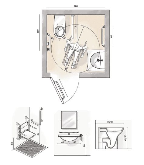 Bathroom Sketch, Toilet Drawing, Restroom Architecture, Toilet Plan, Bathroom Layout Plans, Accessible Bathroom Design, College Architecture, Interior Architecture Drawing, Small House Elevation Design