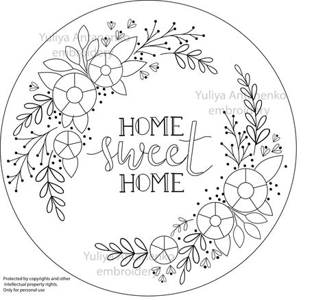 Home Sweet Home Embroidery Pattern Free, Embroidery Wreath Pattern Free, Diy Embroidery Patterns Free, Free Pattern Embroidery, Embroidery Flowers Pattern Templates Floral Design, Embroidery Designs Templates, Digital Embroidery Patterns Free, Floral Embroidery Patterns Printable, Embroidery Patrones