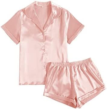 Satin Pajamas Set, Satin Pjs, Silk Pjs, Summer Loungewear, Pink Pajama, Top With Shorts, Shorts Pajama Set, Cute Pjs, Pink Pajamas