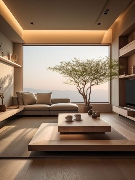 Japanese Living Room Decor, Zen Interior Design, Zen Living Room, Japanese Living Room, Japandi Living Room, Terrasse Design, Japandi Interior Design, Zen Interiors, Japanese Home Design