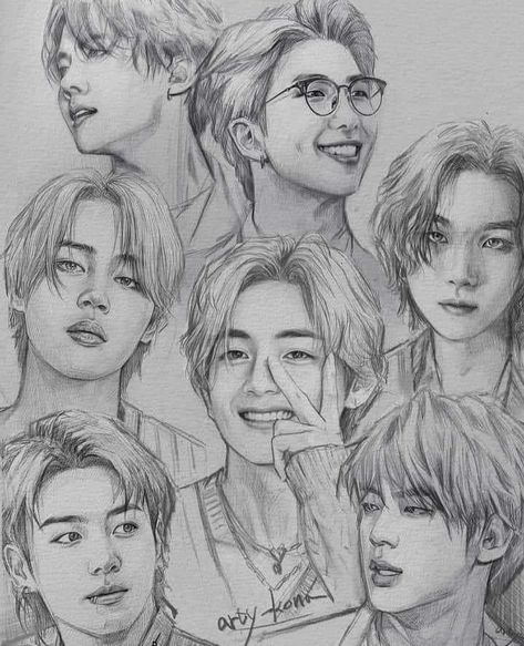 Bts V Portrait Drawing, Rap Monster Fanart, Bts Diary, Army Drawing, Pencil Sketches Easy, Whimsical Art Journal, Naruto Sketch Drawing, V Jimin, Anime Drawing Books