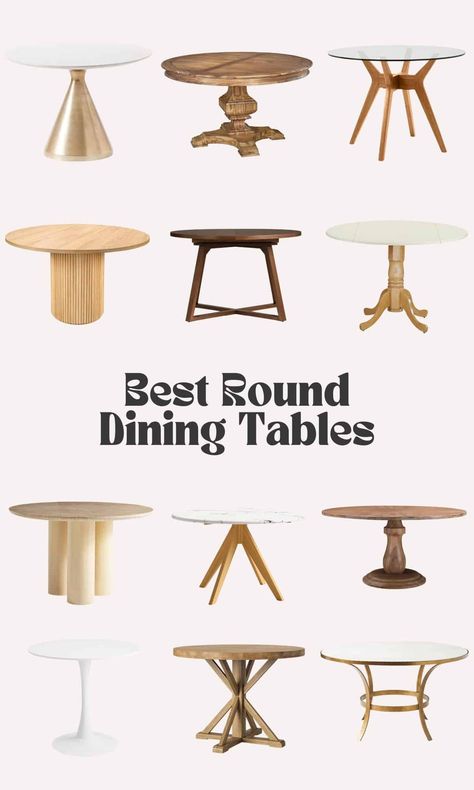 Best Round Dining Room Tables - 2023 - A Beautiful Mess Affordable Round Dining Table, Solid Wood Round Dining Table, Kitchens With Round Tables, Round Dining Room Table And Chairs, Small Round Kitchen Table And Chairs, Dining Room With Round Table Ideas, Traditional Round Dining Table, Round Dining Table Ideas, Round Table Dining Room