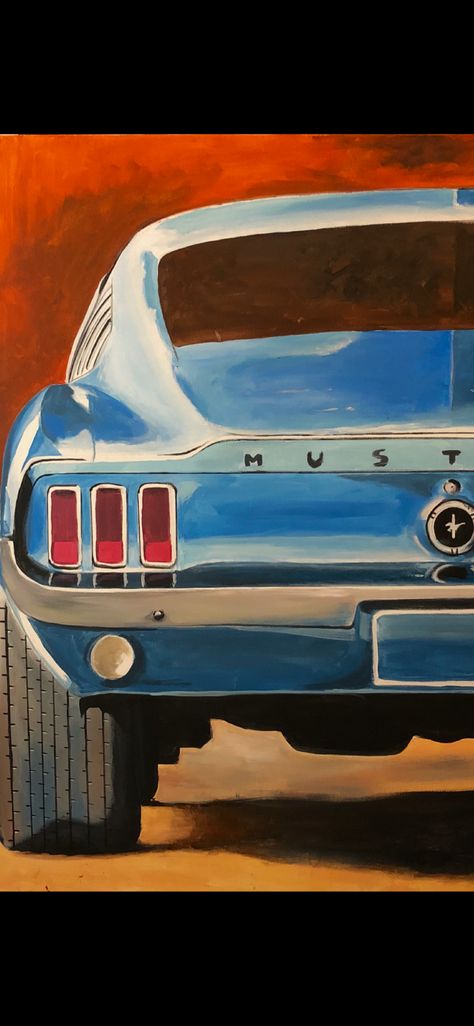 #painting #acrylics #ford #mustang Old Cars Paintings, Mustang Canvas Painting, Painting Cars On Canvas, Aesthetic Car Painting, Vintage Car Painting Acrylic, Car Painting Aesthetic, Car Painting Ideas On Canvas, Mustang Car Painting, Old Car Paintings