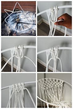 I've always wanted a real hammock but if that's not an option, this DIY Macrame Hammock Chair is the next best thing! So stylish and comfy. Diy Macrame Hammock, Diy Hammock Chair, Macrame Hammock Chair, Macrame Hanging Chair, Art Macramé, Pola Macrame, Macrame Chairs, Macrame Hammock, Diy Hammock