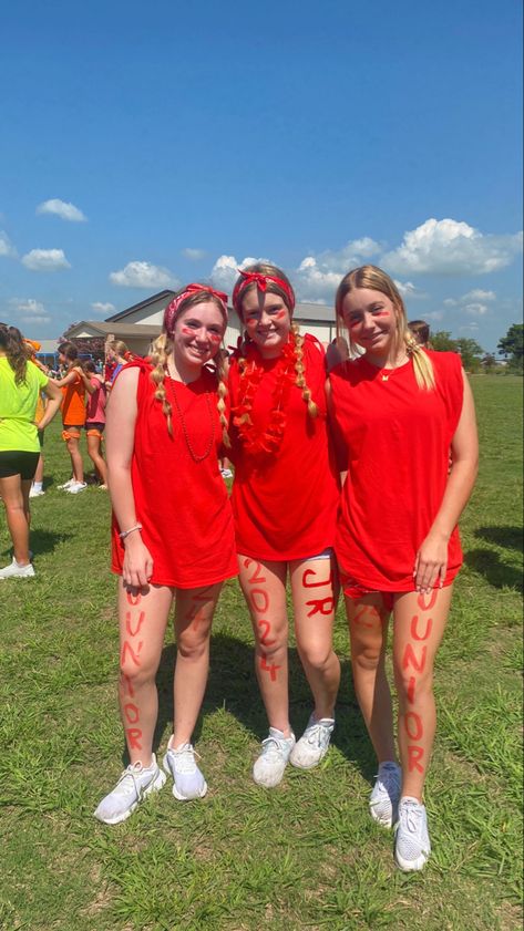 Red Camp Outfits, Camp Color Wars Outfit, Red Team Spirit Ideas, Red Spirit Day Outfits, Color Wars Outfit, Red Out Football Game, Team Colors Ideas, Church Camp Outfits, Summer Camp Outfits