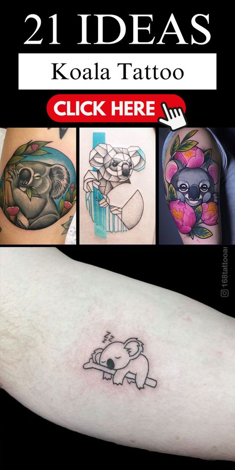 Discover the world of koala tattoos, where every design is a masterpiece. From tiny, minimalist tattoos to intricate geometric and fine line options, these tattoos capture the charm of koalas in every stroke. Whether you prefer simplicity or complexity, these designs allow you to express your love for these captivating creatures. Koala tattoos are more than body art; they're a testament to your admiration for nature's finest. Koala Tattoo Ideas, Koala Tattoo, Micro Tattoo, Silhouette Tattoos, Fine Line Tattoo, Intricate Tattoo, Symbolic Representation, Line Tattoo, Minimalist Tattoos