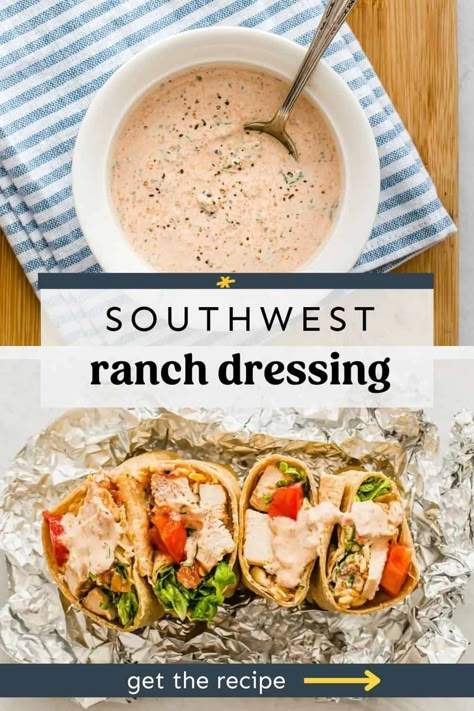 A little creamy, a hint of spicy, and 100% delicious, this homemade Southwest Ranch Dressing takes minutes to throw together and is super versatile. Use it as a dip, sauce, or salad dressing. Find more delicious salad dressings and dip recipes at Thriving Home. Easy Southwest Ranch Dressing, Southwest Ranch Dressing Recipe, Southwest Ranch Dressing, Healthy Homemade Ranch Dressing, Citrus Salad Dressing, Southwest Ranch, Healthy Ranch Dressing, Ranch Dip Recipe, Thriving Home