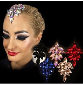 Women's modern dance crystal hair accessories diamond rhinestones professional competition headdress Ballroom Competition Hair, Dance Hair Piece, Striking Hair, Dance Competition Hair, Ballroom Accessories, Ballroom Dance Hair, Cosplay Hair Accessories, Hair Rhinestone, Ballroom Dance Competition