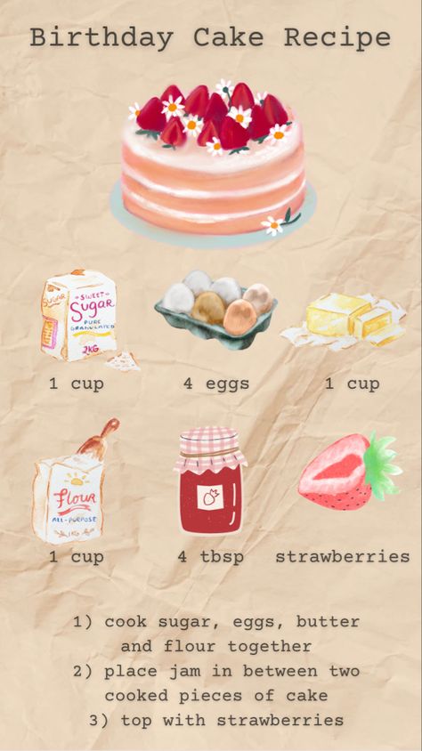 Bake Tasty Cakes, Ez Food Recipes, Food Recipes On Paper, Beginning Baking Easy Recipes, Easy Tasty Dessert Recipes, Recipes Baking Aesthetic, Step By Step Cooking Recipes, Easy Cake For Beginners, Step By Step Food Recipes