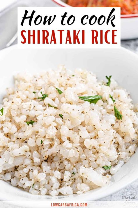 Shirataki rice, also called konjac rice or miracle rice, is the keto rice substitute of your dreams! Learn how to cook shirataki rice the easy way. Keto Rice Substitute, Konjac Rice Recipes, Rice Replacement, Shirataki Rice Recipes, Shirataki Recipes, Konjac Rice, Keto Rice, Miracle Rice, Recipes Noodles