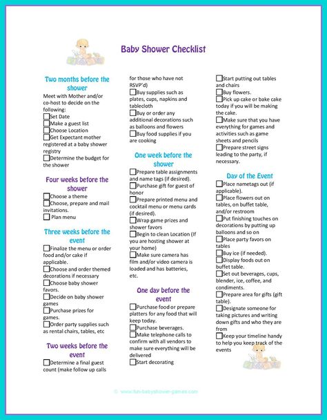 baby shower checklist to help plan the perfect baby shower party. Tea Games, Baby Shower Planning Guide, Baby Shower Planning Checklist, Baby Shower List, Shower Checklist, Baby Shower Planner, Baby Shower Checklist, Party Planning Checklist, Bebe Shower