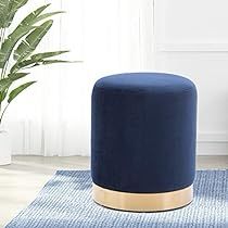 Bedroom Reading Area, Navy Ottoman, Round Velvet Ottoman, Kitchen Sitting Area, Stool For Living Room, Ottoman Upholstered, Short Stools, Fabric Storage Ottoman, Rich Design