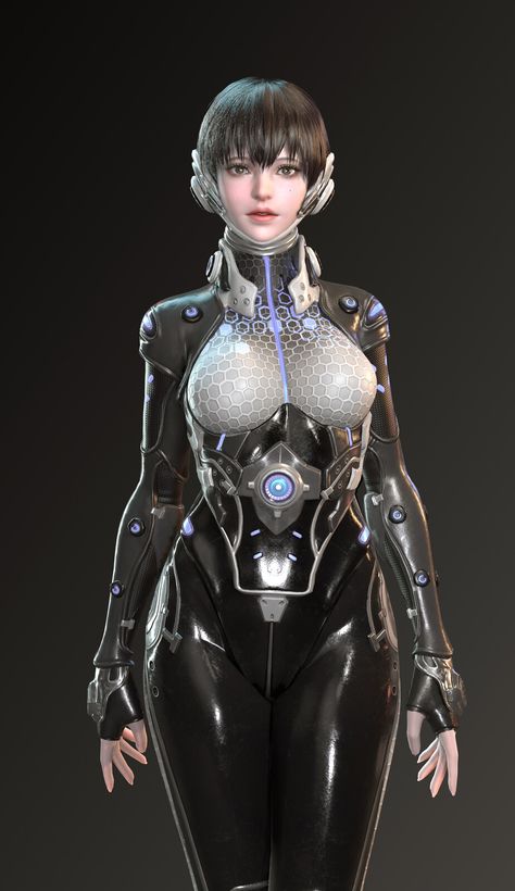 Cyberpunk Suit, Women Body Suit, Futuristic Space Suit, Sci Fi Outfits, Sci Fi Character Art, Sci Fi Character Design, Sci Fi Clothing, Sci Fi Girl, Sci Fi Anime