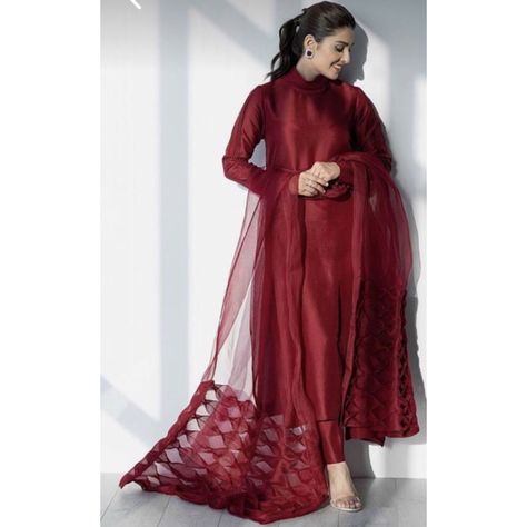 Pure raw silk shirt and trouser stitched with organza Pleated dupatta ❤️ Colour and size can be changed! Shadi Dresses, Pakistani Dresses Casual, Pakistani Fashion Party Wear, Ayeza Khan, Beautiful Pakistani Dresses, Salwar Kamiz, Simple Pakistani Dresses, Designer Party Wear Dresses, Red Dresses