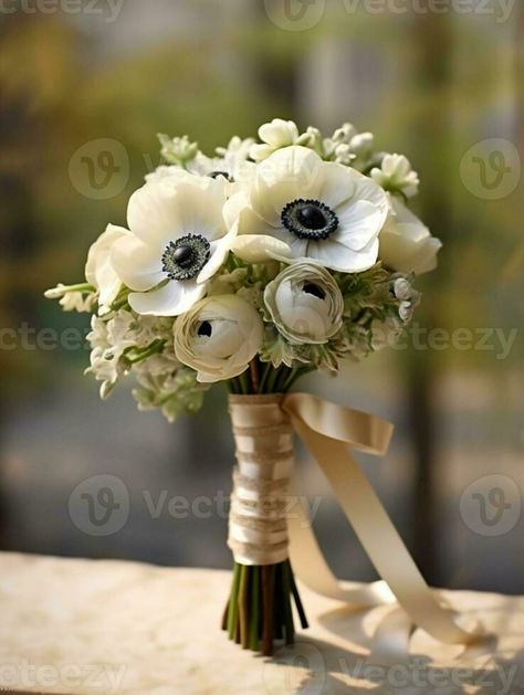 Anemone Flower Boutonniere, Small Anemone Bouquet, White Poppy Wedding Bouquet, Wedding Bouquets 2024, Anemone Bridesmaid Bouquet, Anemone Flower Bouquet, Anemone Wedding Bouquet, Anemone Bridal Bouquet, Poppy Anemone