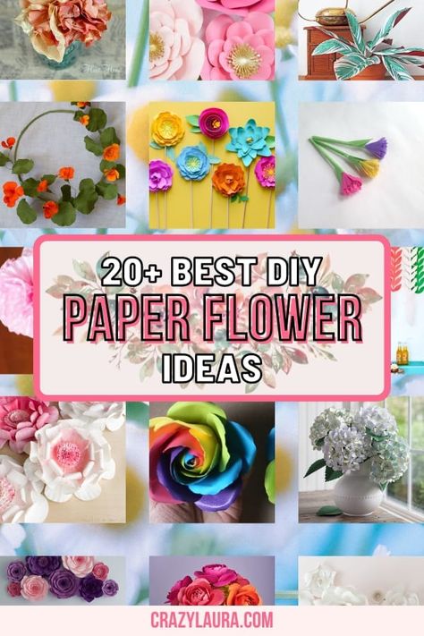 List of the Best DIY Paper Flower Crafts & Ideas #PaperFlowers #DIY #ArtsAndCrafts Flowers From Paper Diy Easy, Flowers 3d Paper, Homemade Flowers Paper, Cardstock Paper Flowers, Mini Paper Flowers Diy Easy, Paper Flowers Bouquet Diy Easy, Large Paper Flowers Diy Easy, Large Tissue Paper Flowers Diy, Flower Cutouts Template