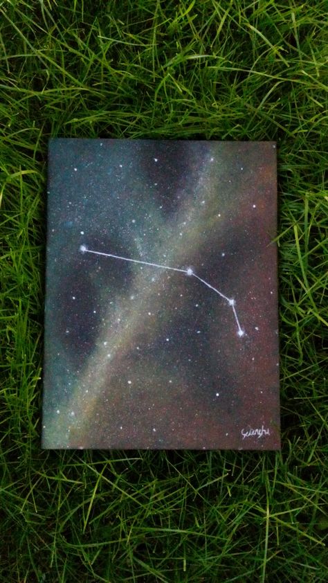 Aries constellation | Acrylic on canvas | space | galaxy | stars | art #aries #constellation #stars #space #art #zodiac #horoscope #acrylic #canvas Aries Canvas Painting, Aries Painting Ideas On Canvas, Aries Painting Ideas, Aries Painting, Constellation Painting, Constellation Stars, Aries Constellation, Constellation Art, Paint Inspo