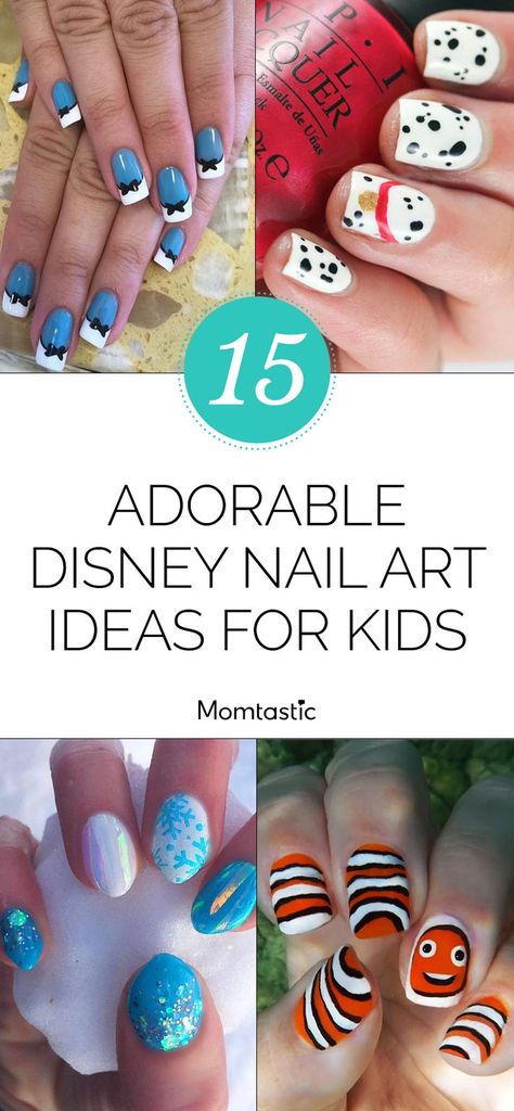 Ready to try some DIY Disney nail art at home? Disney Nail Designs French Tips, Kid Disney Nails, Disney Character Nails, Diy Disney Nails, Simple Disney Nails, Cinderella Nails, Disney Themed Nails, Disney Nail Art, Disney Nail Designs