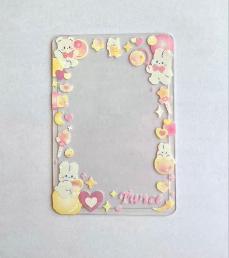 Pink Deco Toploader, Yellow Toploader Deco, Toploader Deco Simple, Photo Card Decoration Kpop, Pc Toploader Deco, Photocard Decoration Sticker, Toploader Deco Ideas Simple, Photocard Deco Ideas, Photocard Toploader Design