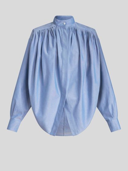 Light blue Oxford cotton blouse ETRO. Discover the entire collection and shop online your favorite women's clothing! Cotton Long Sleeve Shirt, Cotton Blouse, Oxford Shirt, Cotton Blouses, Blue Blouse, Mandarin Collar, Favorite Shirts, Cotton Tops, Favorite Jeans