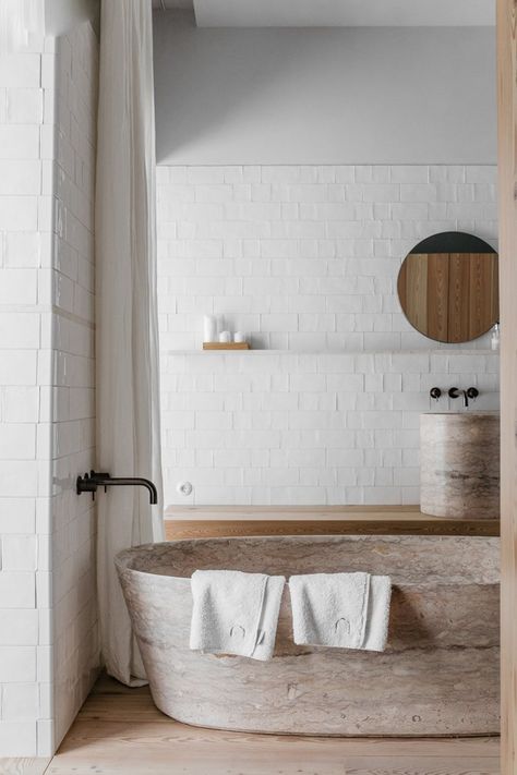 Santa Clara 1728 | Manuel Aires Mateus #bathroom Design Interior Baie, Modern Farmhouse Bathroom Decor, Luxe Bathroom, Farmhouse Bathroom Decor Ideas, French Country Bathroom, Interior Design Minimalist, Stone Bathtub, Sophisticated Bathroom, Rustic Luxe