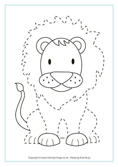 Lion Tracing Page Comparing Numbers Kindergarten, Preschool Jungle, Lion Craft, Animal Printables, Preschool Tracing, Animal Worksheets, Tracing Worksheets Preschool, Free Preschool Worksheets, Preschool Writing