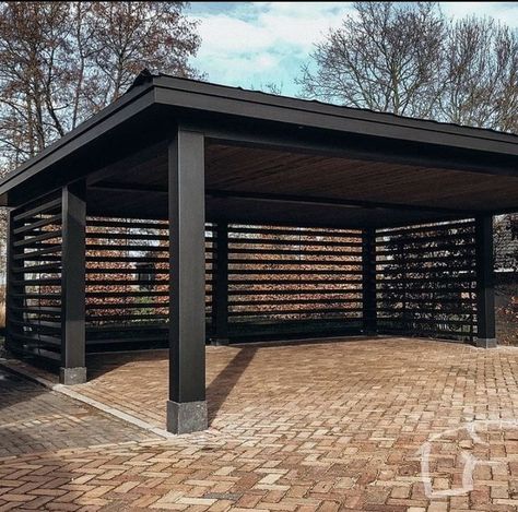 Fenced In Carport, Modern Carport Ideas, Free Standing Carport, Carport Makeover, Car Porch Design, Building A Carport, Modern Carport, Moderne Have, Carport Patio