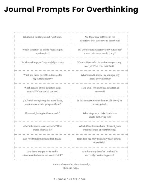 25 Journal Prompts For Overthinking (+ Why They Help) Journal Prompts For Overthinkers, Overthinker Journal Prompts, Journal Ideas For Overthinking, Therapy For Overthinking, Journal Prompts For Overthinking, Journaling For Overthinking, Journal Overthinking, Things To Help With Overthinking, Journal Tips For Overthinkers