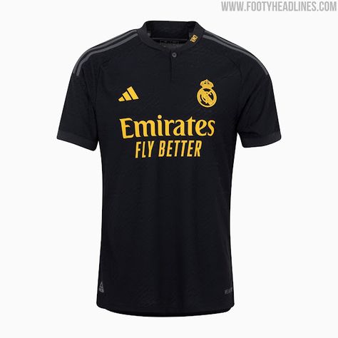 Real Madrid 23-24 Third Kit Released - Footy Headlines Real Madrid Kit 23/24, Real Madrid Black Jersey, Real Madrid 3rd Kit, Real Madrid T Shirt, Real Madrid New Kit, Real Madrid Third Kit, Logo Real Madrid, Real Madrid Kit, Camisa Real Madrid