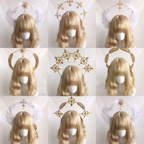 Gothic Lolita, Angel Halo Headband, Halo Crowns, Angel Feather, Crown Headpiece, Halo Crown, Feather Wings, Headdress, Headpiece