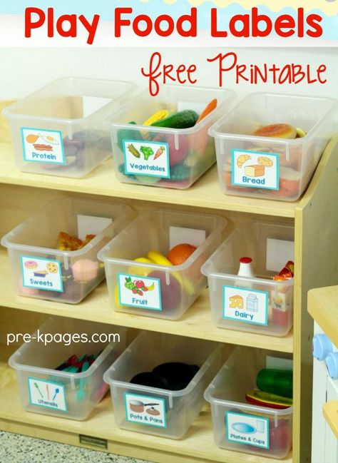 Free Printable Labels for the pretend food in your dramatic play center. Perfect for Preschool and Kindergarten to help keep your dramatic play center neat and organized! Nutrition Therapy, Dramatic Play Themes, Dramatic Play Center, Dramatic Play Printables, Preschool Rooms, Prek Classroom, Dramatic Play Preschool, Dramatic Play Area, Preschool Centers