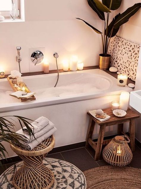 Home Spa Decor, Home Spa Bathroom, Spa Bathroom Design, Zen Bathroom Decor, Spa Bathroom Decor, Home Spa Room, Cozy Bathroom, Zen Bathroom, Bathtub Decor