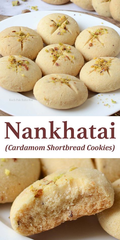 Easy Nankhatai Recipe, Indian Food Dessert Recipes, Sweet Meats Indian, Indian Easy Snacks, Indian Biscuits Recipes, Indian Baking Recipes, Northern Indian Recipes, International Recipes Dessert, Nankathai Recipe