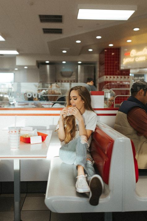 In N Out Burger Photoshoot, Food Model Photoshoot, Food Photography With Model, In And Out Photoshoot, Fast Food Photoshoot, Mcdonalds Photoshoot, In N Out Photoshoot, Burger Photoshoot, Casual Photoshoot