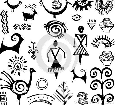 Set Of Primitive Drawings - Download From Over 33 Million High Quality Stock Photos, Images, Vectors. Sign up for FREE today. Image: 32281646 Petroglyphs Art, Worli Painting, Arte Do Kawaii, Native American Symbols, American Symbols, Kampot, Hot Wheel, Cave Paintings, Africa Art