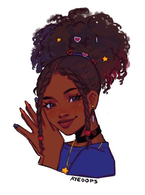 asha Afro Space Buns Drawing, Hairstyles For Black Women Drawing, How To Draw Afros, Black Women Hairstyles Drawing, Hairstyles Female Drawing, How To Draw Black Hairstyles, Black Hair Styles Drawing, How To Draw Black Hair, Character Profile Art