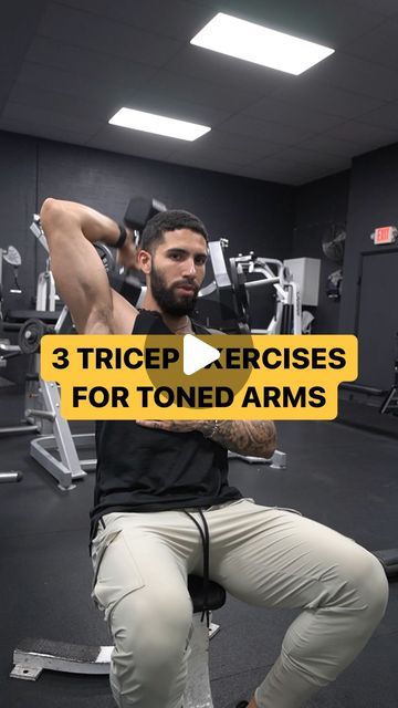 Gabe Rocha | Online Fitness Coach on Instagram: "3 Tricep Exercises for Toned Arms
-
-
-
-
-
-
#triceps #tonedarms #shredded #formtips" Body Weight Tricep Exercises, Trx Tricep Workout, Tricep Exercises For Men, Tricep Workout Dumbell, Exercises For Toned Arms, Tricep Exercises, Overhead Tricep Extension, Tricep Pushdown, Tricep Workout