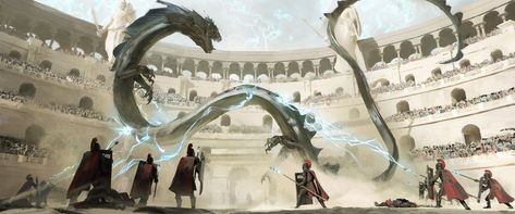 Fantasy Arena Concept Art, Fantasy Arena, Dragon Rider, Mythical Creatures Art, Fantasy Aesthetic, Fantasy Concept Art, Sci Fi Fantasy, Creature Art, Book Aesthetic