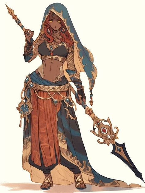 Genshin Impact Character Outfits, Nomadic Character Design, Genshin Impact Original Character, Traveler Oc Design, Diety Character Art, Black Women Oc Art, Genshin Impact Oc Sumeru, Vietnamese Character Design, Servant Character Design