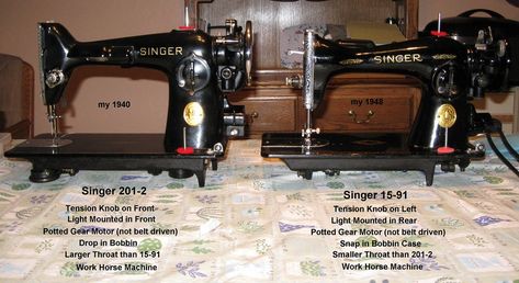 Singer 201-2 and Singer 15-91 (Side By Side) | by brige66 Sewing Machine Tattoo, Singer 201, Singer Machine, Sewing Machines Best, White Sewing Machine, Sewing Machine For Sale, Sewing Machine Brands, Sewing Machine Repair, Treadle Sewing Machines