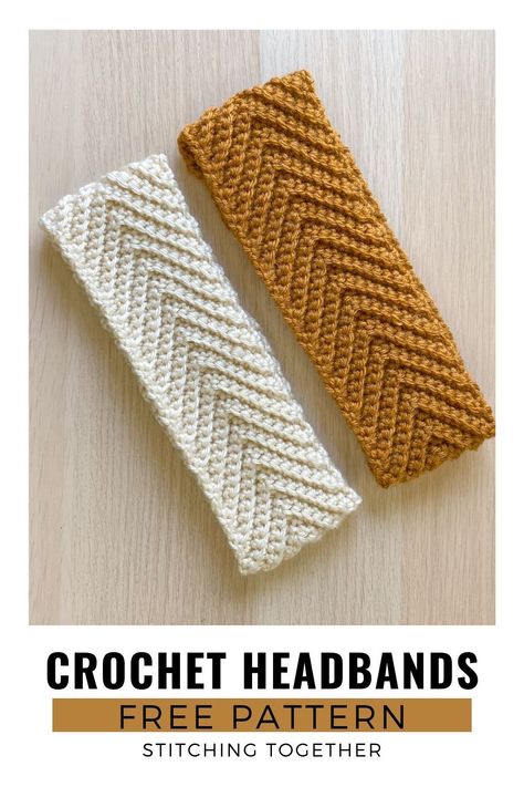 Crochet Ear Warmer Free Pattern, Crochet Headband Tutorial, Crochet Ear Warmer Pattern, Crochet Headband Free, Easy Crochet Headbands, Crochet Chevron, Crochet Hairband, Crochet Headband Pattern Free, Ribbed Crochet