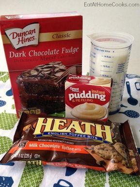 Toffee Brownies, Heath Candy Bar, Heath Candy, Easy Toffee, Cake Mix Desserts, Brownie Desserts, Brownie Ingredients, Chocolate Toffee, Köstliche Desserts